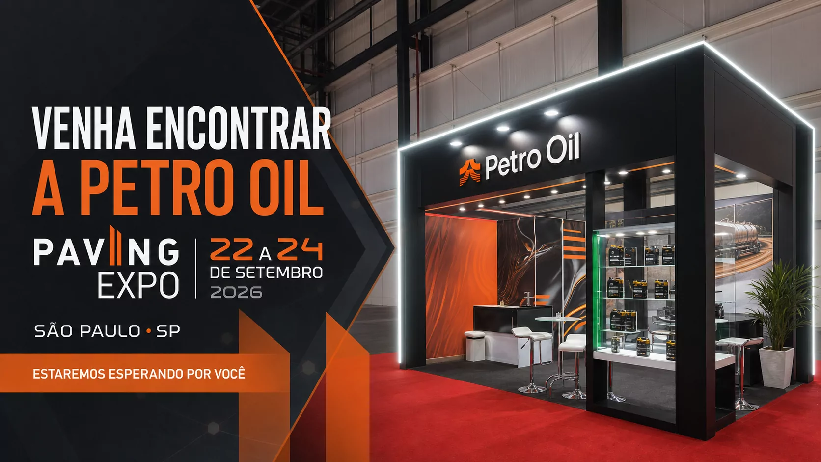 Petro Oil na Paving Expo 2026, de 22 a 24 de setembro, em São Paulo